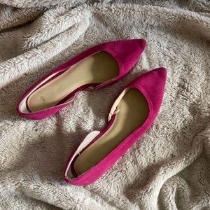 Cute Magenta Pointy Toe Flats Shoes